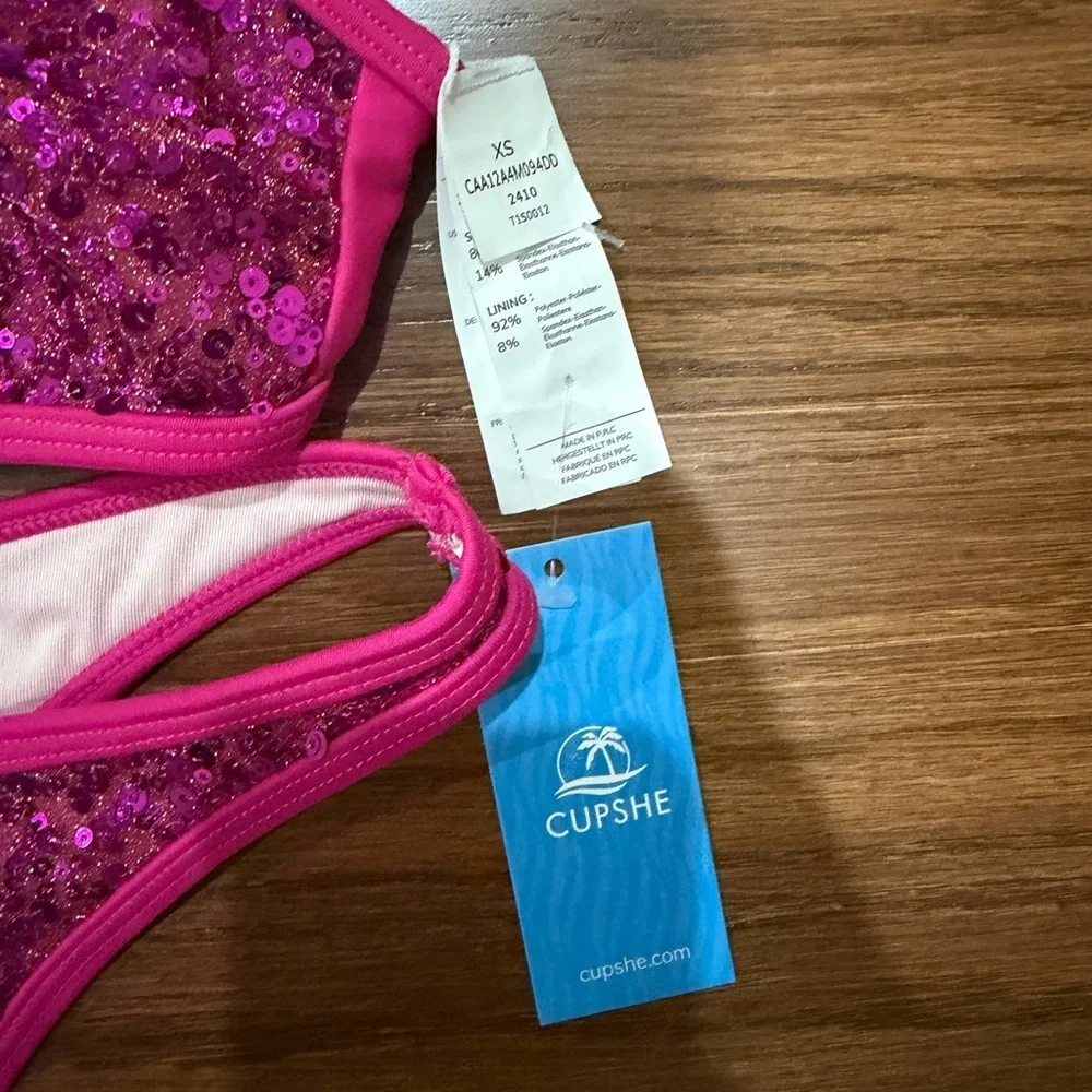 Cupshe Fuchsia Sequin Two-Piece Bikini